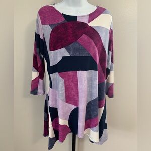 Alfani Women's Top with Purple and Pink Abstract Design